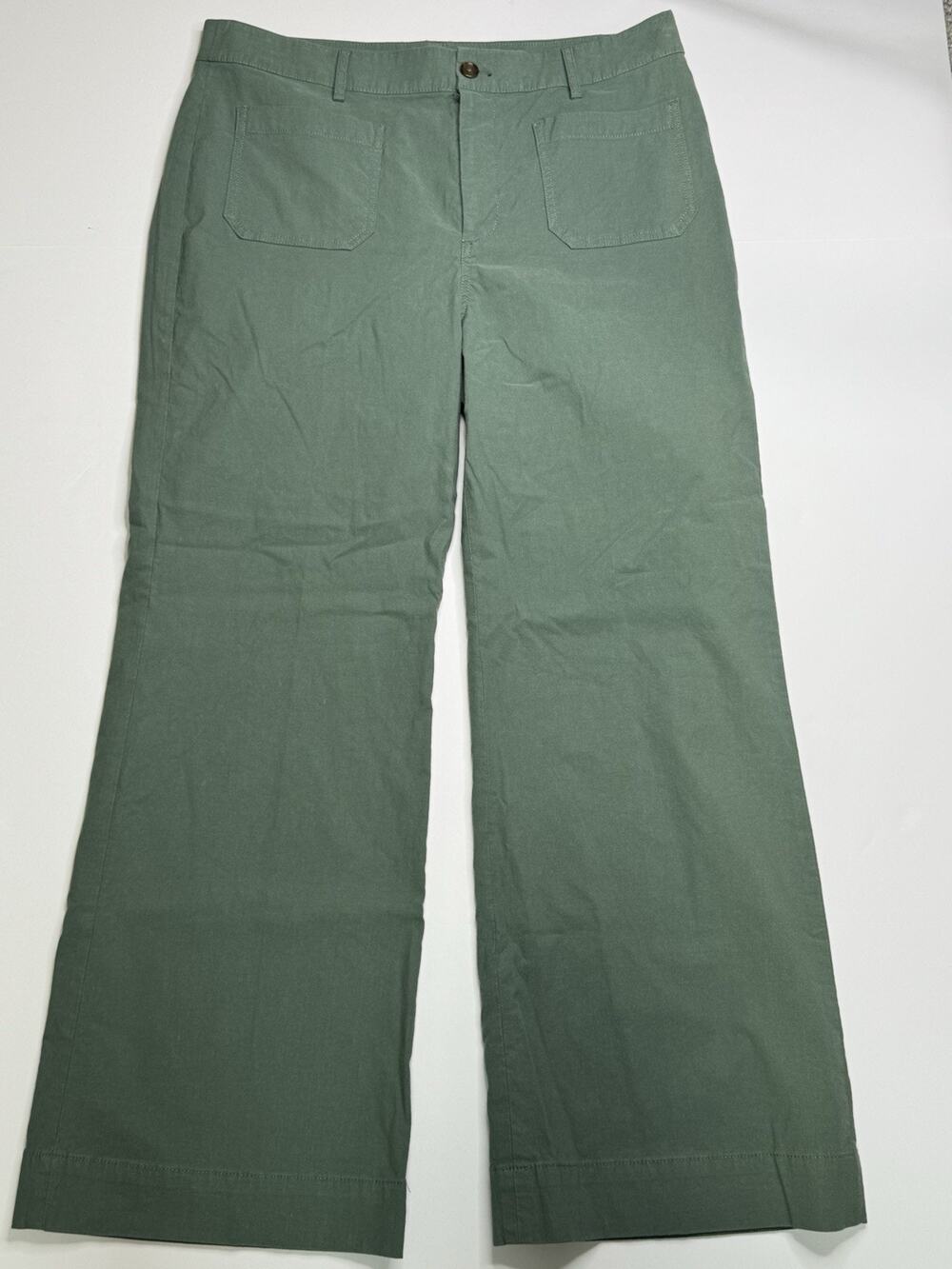 NWT J.Crew Factory Lizzie Wide Leg Pants Women’s 32 Sage Green Linen Blend